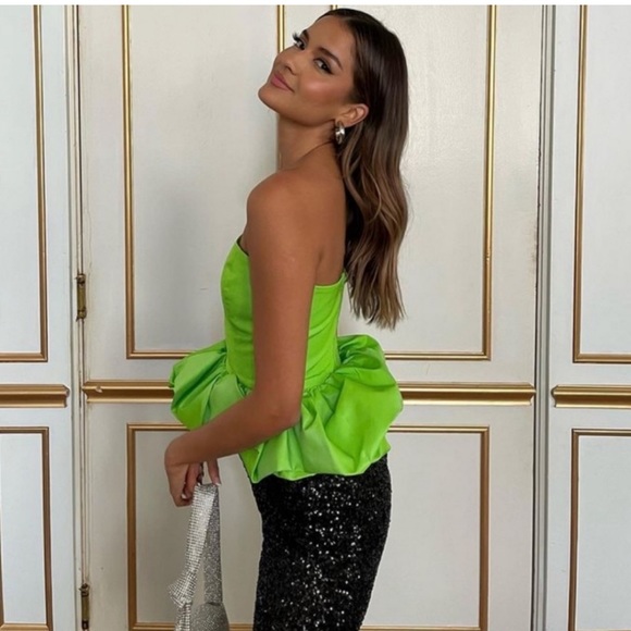 NWT ZARA Limited Edition Voluminous Top Neon Green S Blogger’s Favorite - Picture 9 of 13